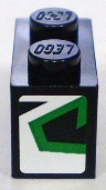 Brick 1 x 2 with Green and Black Pattern on End Model Right Side (Sticker) - Set 8898, 3004pb090R Black U