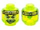 Minifigure, Head Alien Ghost with Gray Goatee, Yellowish Green Eyes and Metal Band on Front and Back Pattern, 3626pb1401  