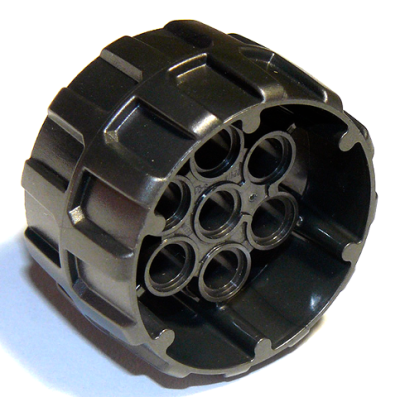 Wheel Hard Plastic, Treaded with 7 Pin Holes (37mm D. x 22mm), 22410 Pearl Dark Gray U