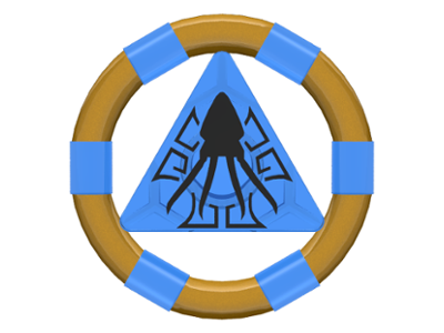 Ring with Center Triangle with Gold Bands and Squid Pattern (Atlantis Treasure Key), 87748pb04 Trans-Dark Blue U