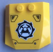 Wedge 4 x 4 x 2/3 Triple Curved with Mining Logo, Helmet and Crossed Axes on Transparent Background Pattern (Sticker) - Set 60188, 45677pb133 Yellow U