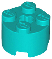 Brick, Round 2 x 2 with Axle Hole, 3941 Dark Turquoise U