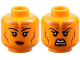 Minifigure, Head Dual Sided Female Black Eyebrows, Dark Orange Forehead Markings, Dark Red Lips and Contour Lines, Lopsided Grin / Scowl Pattern, 3626pb3679  