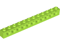 Technic, Brick 1 x 12 with Holes, 3895 Lime U