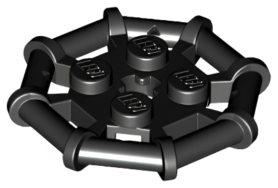 Деталь LEGO Lego Plate, Modified 2 x 2 with Bar Frame Octagonal, Reinforced, Completely Round Studs 75937 Black U
