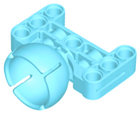 Technic, Steering Ball Joint Large Receptacle with H-Shape Perpendicular Thick Liftarm, 39370 Medium Azure N