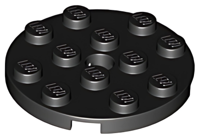 Деталь LEGO Plate, Round 4 x 4 with Hole 60474 Black U