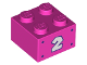 Brick 2 x 2 with White Number 2 and Dark Purple Dots Pattern on Both Sides, 3003pb125