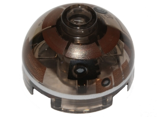 Brick, Round 2 x 2 Dome Top with Dark Brown with Silver Band Around Dome Pattern (R3-M2), 553pb027