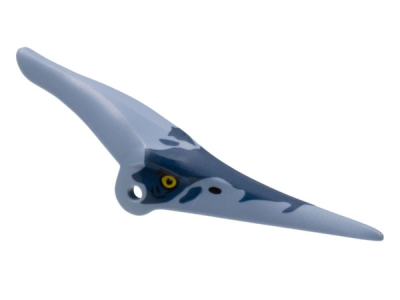 Dinosaur Head Pteranodon with Yellow Eyes and Dark Blue Marks Around Eyes and Head Pattern, 98086pb06 Sand Blue U
