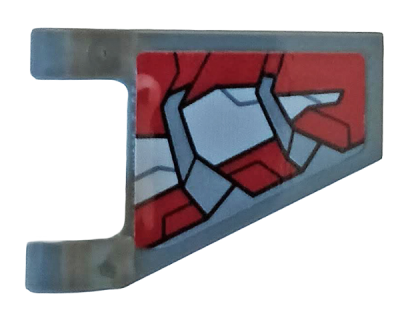 Flag 2 x 2 Trapezoid with Dark Red and Light Bluish Gray Armor Plates Pattern Model Left Side (Sticker) - Set 76104, 44676pb044L Dark Bluish Gray U
