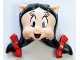 Minifigure, Head, Modified Looney Tunes Petunia Pig with Black Hair, Red Bows and Tongue Pattern, 75692pb01  