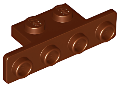 Деталь Lego Скоба Bracket 1 x 2 - 1 x 4 with Rounded Corners 2436b (10201) Reddish Brown U