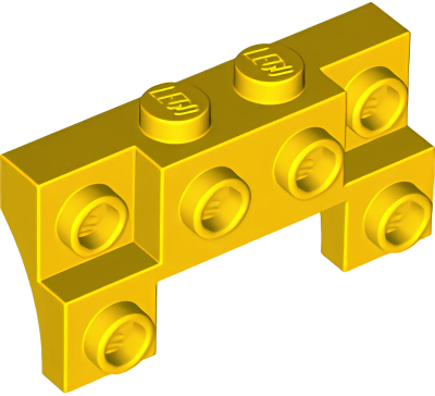 Деталь LEGO Brick, Modified 2 x 4 - 1 x 4 with 2 Recessed Studs and Thin Side Arches 14520 Yellow U