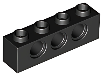 Деталь LEGO Technic, Brick 1 x 4 with Holes 3701 Black U
