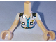 Torso Mini Doll Woman White Captain Uniform Top with Tie and Belt Pattern, Light Nougat Arms with Hands with White Sleeves, FTWpb292c01