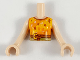 Torso Mini Doll Girl Orange and Bright Light Orange Top with Lightning Bolts and Belt Pattern, Light Nougat Arms with Hands, FTGpb260c01