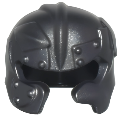 Деталь LEGO Шлем Lego,5483a Headgear Helmet Castle / Fantasy Rounded with Rivets, Plates, and Damaged Cheek Protection N Pearl Titanium