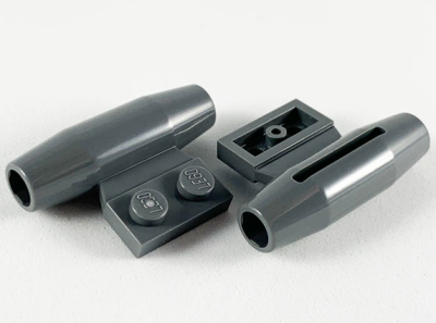 Engine, Smooth Small, 1 x 2 Side Plate with Axle Holders and Slot Dark Bluish Gray U