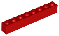 Brick 1 x 8, 3008 Red U