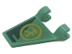 Flag 2 x 2 Trapezoid with Gold Ninjago L Symbol in Circle and Dark Green Triangle Pattern Model Left Side (Sticker) - Set 71745, 44676pb066L
