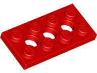 Technic, Plate 2 x 4 with 3 Holes, 3709b Red N
