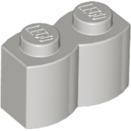 Brick, Modified 1 x 2 with Log Profile 30136 Light Gray U