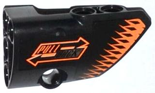 Technic, Panel Fairing # 2 Small Smooth Short, Side B with 'PULL BACK' and Orange Arrows Pattern (Sticker) - Set 42026, 87086pb010 Black U