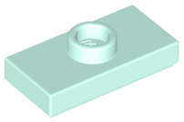 Plate, Modified 1 x 2 with 1 Stud with Groove and Bottom Stud Holder (Jumper), 15573 Light Aqua N