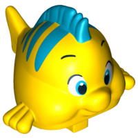 Duplo Fish with Large Eyes and Dark Azure Dorsal Fin and Stripes Pattern (Flounder / Fabius), 11374pb01