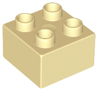 Duplo, Brick 2 x 2, 3437 Tan U