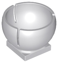 Cylinder Hemisphere 3 x 3 Ball Turret Socket with 2 x 2 Base 44358