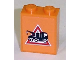 Brick 1 x 2 x 2 with Inside Axle Holder with Tow Truck Danger Sign Pattern Facing Right (Sticker) - Sets 7638 / 7642 / 7686, 3245bpb13R