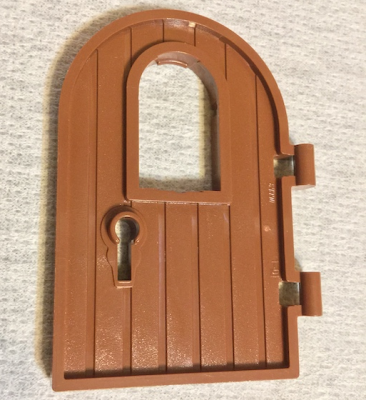 Door 1 x 4 x 6 Round Top with Window and Keyhole, Reinforced Edge, 64390 Reddish Brown U