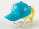 Minifigure, Hair Combo, Hair with Hat, Ponytail with Molded Medium Azure Ball Cap and Printed White Wave Logo Pattern, 35660pb07  
