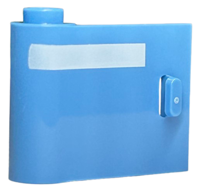 Door 1 x 3 x 2 Left - Open Between Top and Bottom Hinge with Horizontal White Stripe Pattern, 92262pb004 Medium Blue N