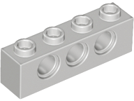 Technic, Brick 1 x 4 with Holes, 3701 Light Gray U