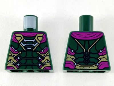 Torso Armor with Gold, Silver and Magenta Trim Pattern, 973pb3512 Dark Green U