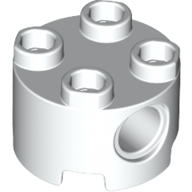 Brick, Round 2 x 2 with Pin Holes, 17485 White N