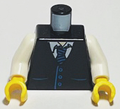 Торсик Lego Torso Town Vest with Pockets and Blue Striped Tie over White Open Collar Shirt Pattern / White Arms / Yellow Hands 973pb0321c02