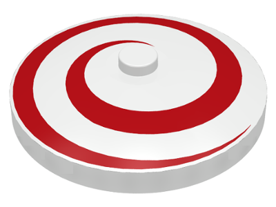 Dish 4 x 4 Inverted (Radar) with Solid Stud with Red Spiral Pattern, 3960p03