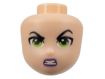 Mini Doll, Head Friends with Angry Eyebrows, Lime Eyes, Gritted Teeth Pattern (Lena Luthor), 29472 Light nougat U