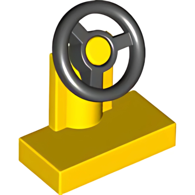 Деталь LEGO Vehicle, Steering Stand 1 x 2 with Black Steering Wheel 3829c01 (3828c01) Yellow U