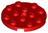 Plate, Round 4 x 4 with Hole, 60474 Red U