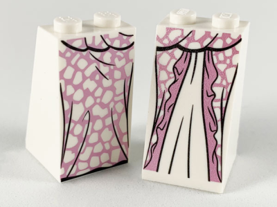 Slope 75 2 x 2 x 3 - Solid Studs with Metallic Pink Dress and White Spots Pattern, 3684cpb025 White U