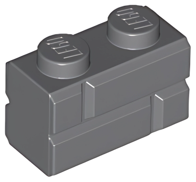 Деталь LEGO Brick, Modified 1 x 2 with Masonry Profile 98283  Dark Bluish Gray U