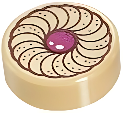 Деталь LEGO Tile, Round 1 x 1 with Cookie Magenta Center Pattern 98138pb037 Tan U