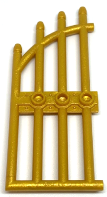 Door 1 x 4 x 9 Arched Gate with Bars and Three Studs, 42448 Pearl Gold U
