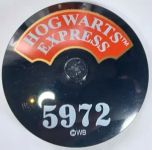 Dish 4 x 4 Inverted (Radar) with Solid Stud with White 'HOGWARTS EXPRESS', '5972' and '©WB' Pattern, 3960pb076