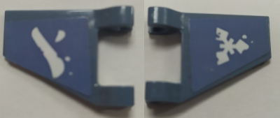 Flag 2 x 2 Trapezoid with Ice, Knife and Ninjago Pattern on Both Sides (Stickers) - Set 70639, 44676pb053 Sand Blue U